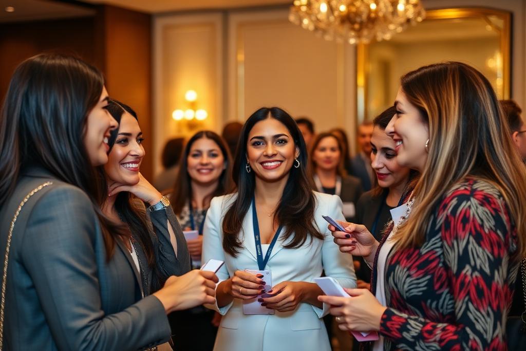 Empresárias fazendo networking em evento da comunidade Brasil Por Elas
